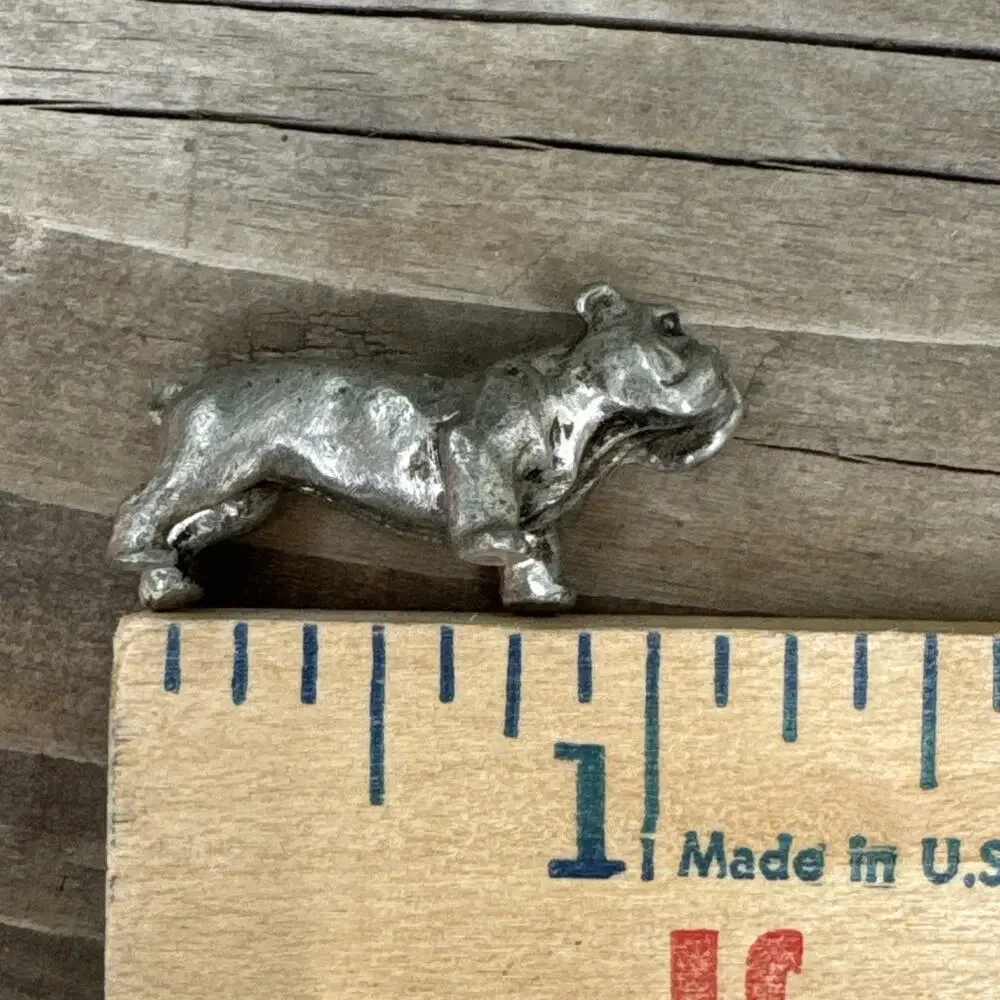 Vintage Solid Miniature Pewter Bulldog Figurine Signed Rawclif Pewter 1987